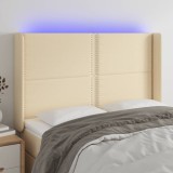 Cumpara ieftin Tăblie de pat cu LED, crem, 147x16x118/128 cm, textil