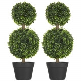 Cumpara ieftin HOMCOM Arbore Buxus Artificial Sferic &icirc;n Ghiveci 60 cm, Verde, Decorativ pentru Interior/Exterior, Rezistent la UV | Aosom Romania