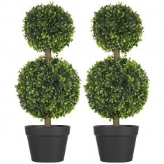 HOMCOM Arbore Buxus Artificial Sferic în Ghiveci 60 cm, Verde, Decorativ pentru Interior/Exterior, Rezistent la UV | Aosom Romania