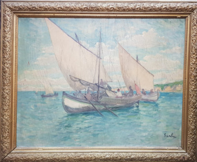 GHEORGHE SARBU(1883-1955) PESCARI TURCI PE MARE foto