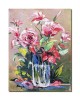 Tablou cu trandafiri stilizati pictat manual, 40x30cm acril pe panza in relief efect 3D, Kenny Varniote
