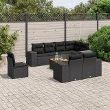 Cumpara ieftin Set mobilier de grădină cu perne, 9 piese, negru, poliratan