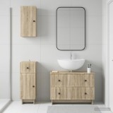 Cumpara ieftin Set de cabinet pentru baie cu 3 piese EDE Stejar Sonoma