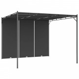 Pavilion de grădină cu perdea laterală, antracit, 3x3x2,25 m, vidaXL