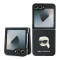Husa pentru Samsung Galaxy Z Flip7 FE F761 / Z Flip6 F741, Karl Lagerfeld, Saffiano Monogram Karl&#039;s Head Metal, Neagra