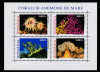 Romania 2002-Fauna,Corali si anemone de mare,bloc 4 valori dantelate,MNH, Nestampilat