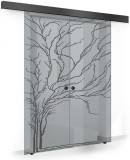 Usa culisanta Boss &reg; Duo Black model Tree negru, 60+60x215 cm, sticla gri securizata, glisanta in ambele directii