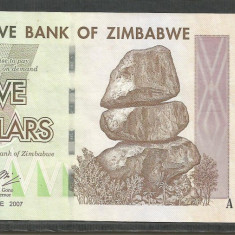 ZIMBABWE 5 DOLARI DOLLARS 2007 [7] P-66 , a UNC