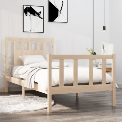vidaXL Cadru de pat single, 90x190 cm, lemn masiv foto