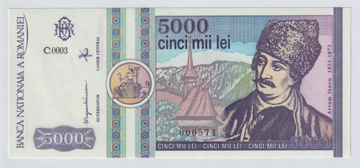 Romania, 5000 lei 1992_aUNC-UNC_serie mica_C.0003-000574