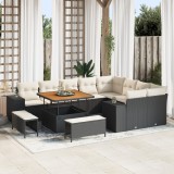 vidaXL Set Canapea Grădină Set de 5 Negru Ratan Mare