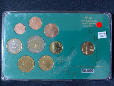 Euro set - Franța 2000-2005 + 10 centimes, 1975 UNC foto