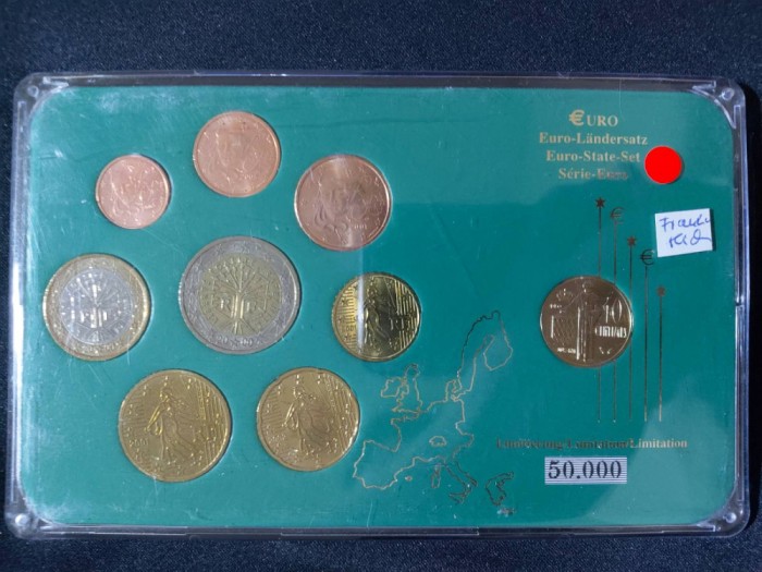 Euro set - Franța 2000-2005 + 10 centimes, 1975 UNC