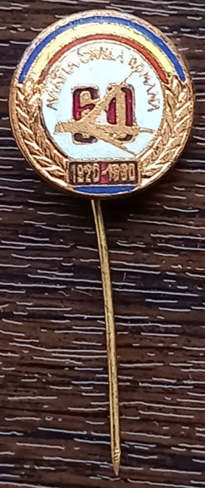 INSIGNA (PIN) ROMANIA - AVIATIA CIVILA ROMANA - 60 ANI - 1920-1980