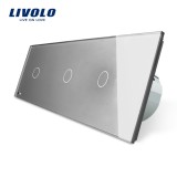 Cumpara ieftin Intrerupator triplu touch Livolo din sticla gri, elegant si rezistent