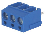 Regleta 3 contacte albastra de conexiuni placa PCB in unghi 90 5mm 3 piste max.2.5mm2 albastru DEGSON ELECTRONICS DG300-5.0-03P-