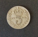 Marea Britanie 3 Pence 1921 moneda argint AG .500 km# 813a, Europa