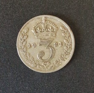 Marea Britanie 3 Pence 1921 moneda argint AG .500 km# 813a