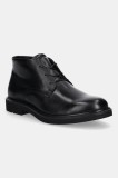 Ecco pantofi de piele Metro London Chukka culoarea negru, 525714-01001
