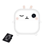Pachet: Card memorie 32 Gb + Camera foto-video pentru copii, THD Pixels M2, imprimanta termica, obiectiv frontal 18 megapixeli, obiectiv selfie, alba