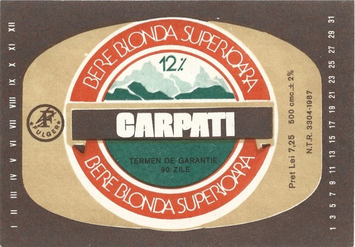 NI487 Etichetă bere blondă superioară Carpați