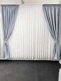 Draperie blackout pe textura de in, albastru pal