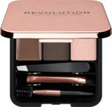 Revolution Brow Sculpt kit set pentru spr&acirc;ncene Dark Brown, 2,2 g