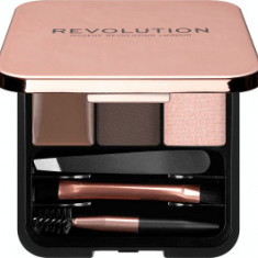 Revolution Brow Sculpt kit set pentru sprâncene Dark Brown, 2,2 g