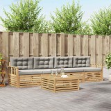 vidaXL Set de canapele de exterior cu pernă 5 pcs Alb și gri deschis 3389996
