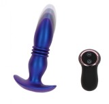 Dop Anal The Tough Buttocks Remote Control 10 Moduri Vibratii+10 Miscari Sus-Jos Silicon USB Albastru 15 cm