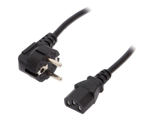 Cablu Alimentare 3x0,5mm2 cu Ștecăr &icirc;n Unghi și Conector IEC C13