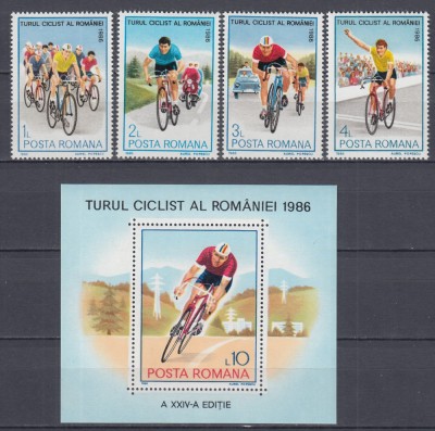 ROMANIA 1986 LP 1166 LP 1167 CICLISM SERIE+COLITA MNH foto
