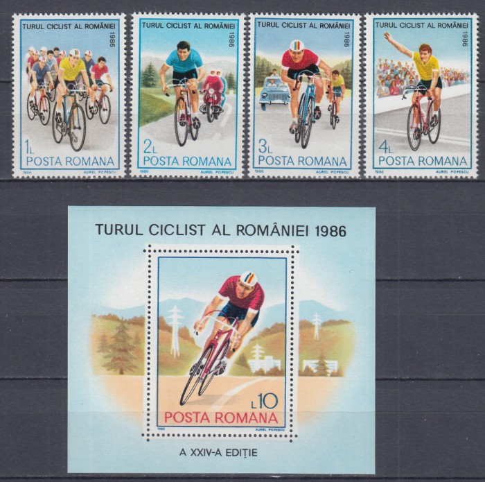 ROMANIA 1986 LP 1166 LP 1167 CICLISM SERIE+COLITA MNH