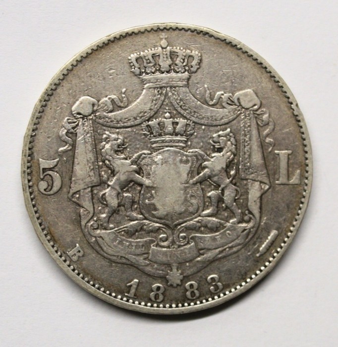 5 LEI 1883 . PATRAT LA COROANA . DETALII BUNE .