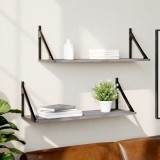 Set 2 Rafturi Perete vidaXL Gri Sonoma 80x25.5 cm Lemn Suspendate Moderne
