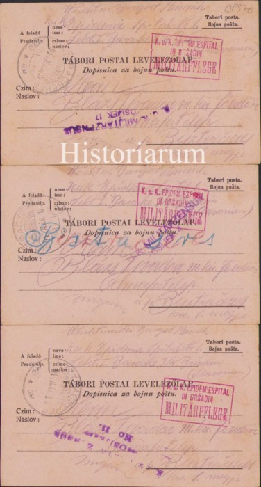 HST CP274 Lot 3 cărți poștale militare austro-ungare expediate Poiana Mărului