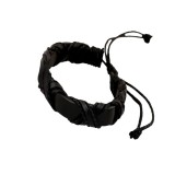 Bratara Piele Neagra Vintage Eleganta Barbati Femei Unisex - Bratara piele naturala, stil retro, accesoriu fashion