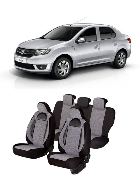 Huse auto dedicate DACIA Logan II 2012 - 2019 cu insertii de piele ecologica