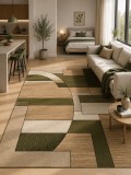 Cumpara ieftin Covor Lotos 538-836, Marime 80 x 150 cm, Verde, Inaltime Fir 8 mm, Antialergic, Polipropilena, Living, Dormitor, Sufragerie, Birou
