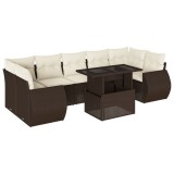 Cumpara ieftin Set canapele de gradina cu perne, 8 piese, maro, poliratan