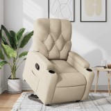 VidaXL Fotoliu rabatabil cu ridicare pe verticală, crem, textil