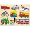 Puzzle din lemn cu butoni - Mijloace de transport