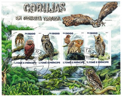 S. TOME E PRINCIPE 2015 - Bufnite din paduri tropicale /colita noua foto