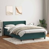 vidaXL Pat box spring cu saltea, verde &icirc;nchis, 160x210 cm, catifea 3318288