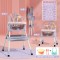 Baby dining table chair seat children&#039;s dining table-color: pink + toy + wheel