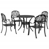 vidaXL Set mobilier de grădină, 5 piese, negru, aluminiu turnat 3216327