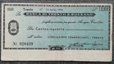 150 Lire 1976 Trento Italia / Banca di Trento e Bolzano / seria 020439 foto