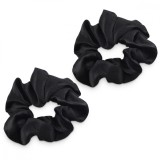 Set 2 Elastice Păr Mătase Naturală 100% Navaris Negre - Accesorii delicate păr