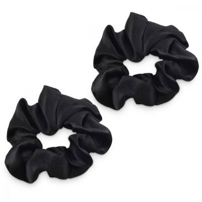 Set 2 Elastice pentru par din 100% matase elastica Navaris, Negru, 50258.02.01 foto