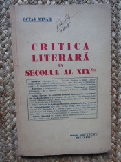 Octav Minar - Critica Literara in Secolul al XIX-lea